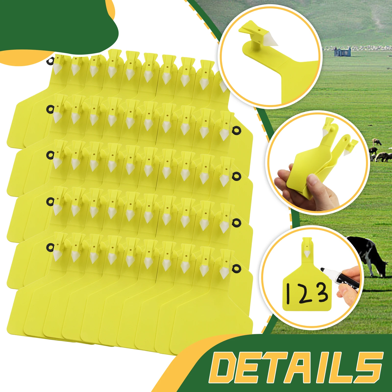 50 قطعة/الحزمة الماشية الماشية الأذن العلامات علامات دون كلمات أدوات تحديد الحيوان علامة كماشة البقرة خنزير الحصان الماعز الأغنام علامة