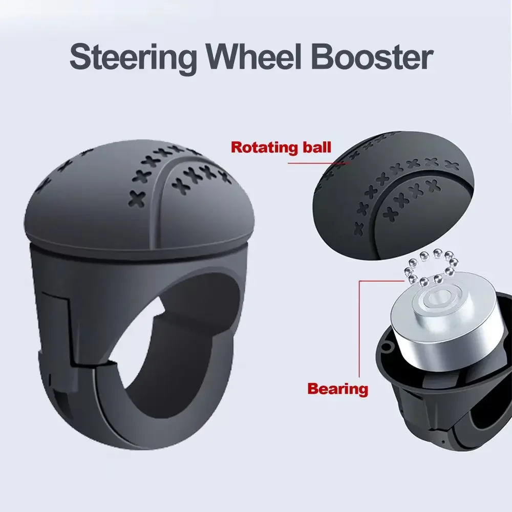 

Silicone Car Steering Wheel Knob Driving Turning Booster Plastic+Metal Car Wheel Booster Anti-Slip 360 Rotation Safe Driving