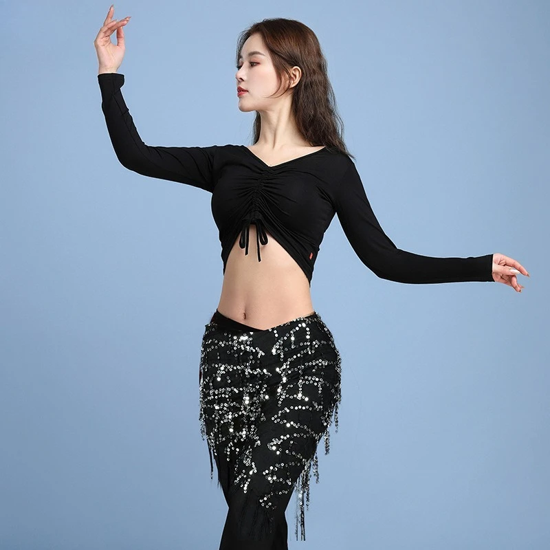 

Новый пояс-шарф для танца живота 2026 года с бахромой, треугольный, для выступлений и тренировок