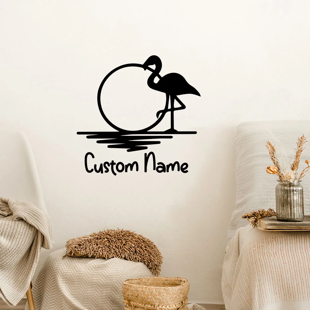 1PC Hot Sale Flamingo Sunset Personalized Text Wall Sticker Home Decor Decoration For Home Decor Decoration Accessories Murals