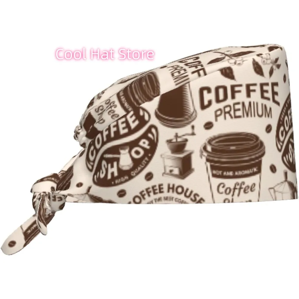 

Шапочки-скрабы Coffe Bones Регулируемые рабочие шапочки с повязкой на голову унисекс с завязкой на спине
