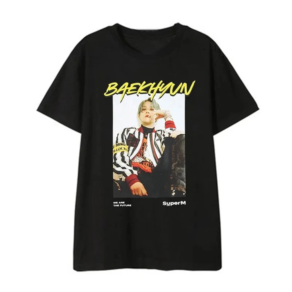 Kpop Y2K EXO KAI MARK Album Photo PRINTE T-shirt Summer Women Bat Sleeve Cotton T-shirt Harajuku 90S Oversize Streetwear