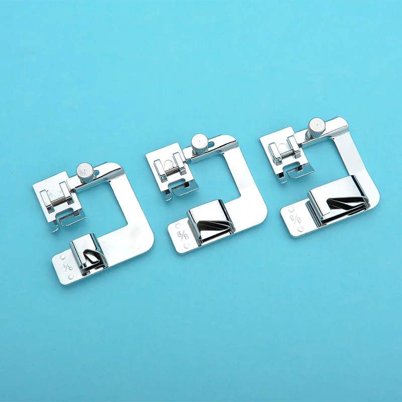 3 adet/takım Ayarlanabilir Geniş Haddelenmiş Hem baskı ayağı DİKİŞ MAKİNESİ Ayak Dar Haddelenmiş Hemming Ayak Düşük Şaft DİKİŞ MAKİNESİ