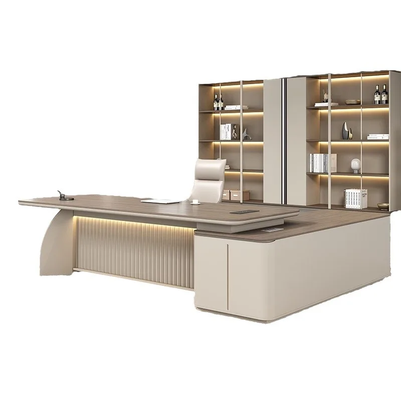 

President Office Boss Table Chairs Light Luxury Lacquered Large Class Table Simple Modern Manager Chairs