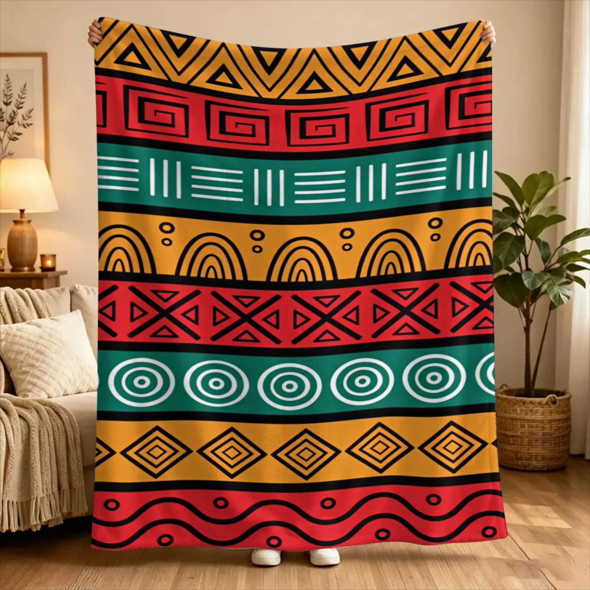 Ethnic Pattern Super Warm Blanket  Travel Office Plush Throw Blanket Aesthetic Home Decor Flannel Bedspread Sofa Bed Cover