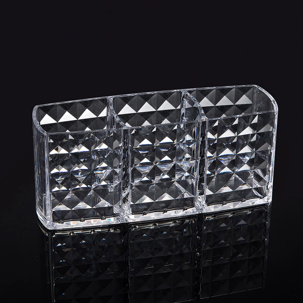 

Acrylic Transparent Diamond Pattern Makeup Brush Holder Storage Box Desktop Organizer Display Stand