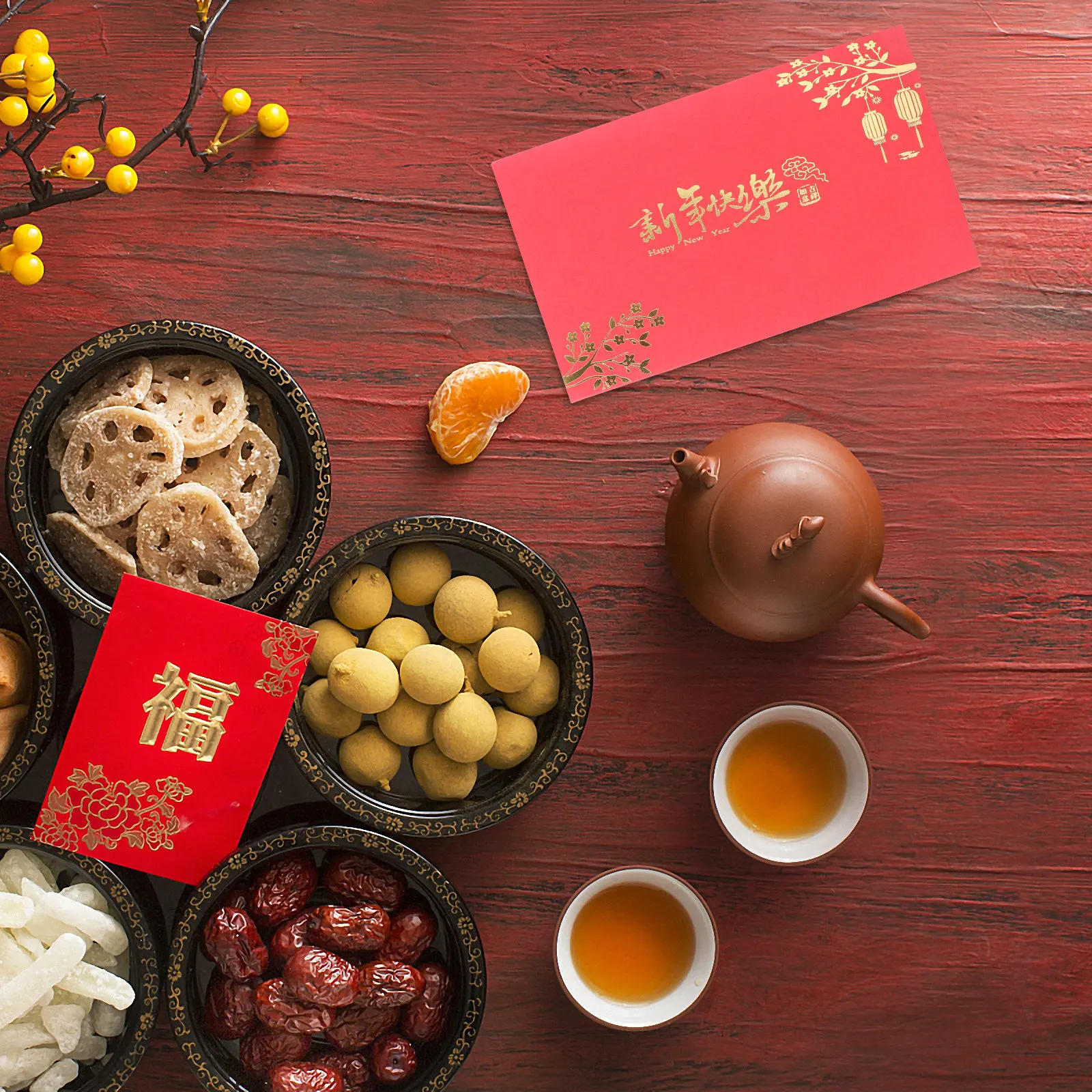 

4Pcs Red Chinese Blessing Cards New Year Greeting Cards Set with Blank Space to Write Sweet Wishes for Lovers Friends Family