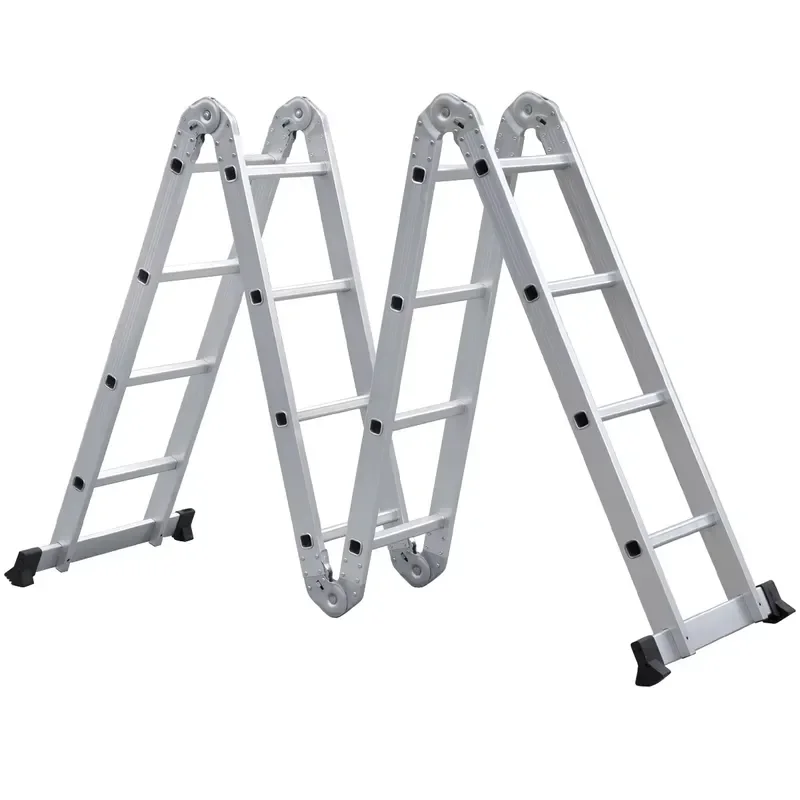 Custom Length 4x4 Step Aluminum Alloy Folding Ladder CE Certified EN131 150kg Load Capacity 12.5ft Extended Height Top Sale