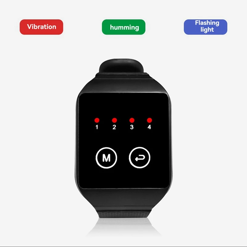 ABGR-1 a 4 receptor de relógio sem fio garçom chamada restaurante pager para casa dentista clínica escritório conferência chamada
