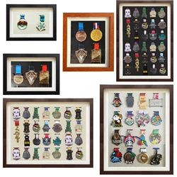 Wooden Medal Display Frame Medal Display Case Photo Frame for Display Military,Marathon,Swimming,Football Sports Medal Storage