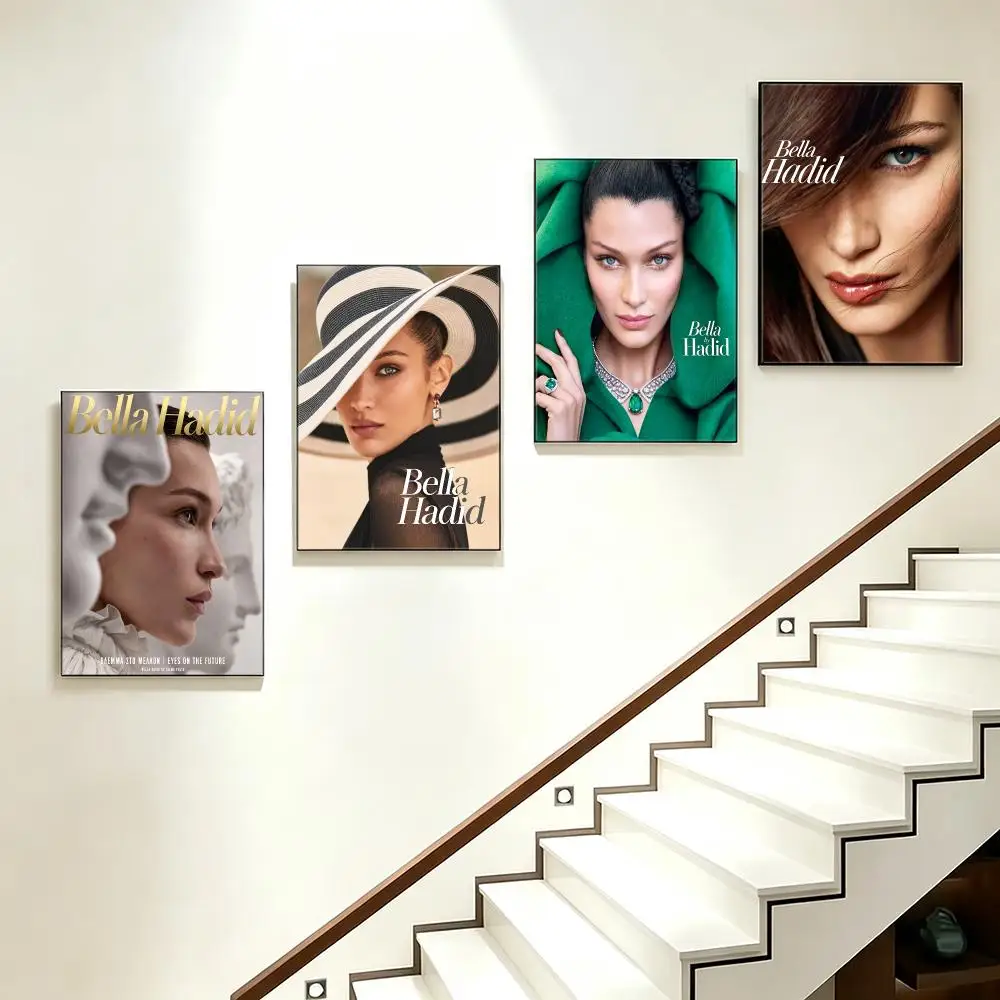actor Bella Hadid Poster Poster HD  Printing Soothing and Cream Style Home Decor for the Living Room cafes Gift Giving