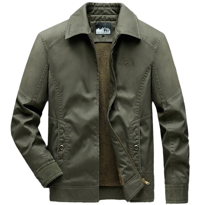 

2023 New Winter Casual Men's Plush Lapel Middle-aged Cotton Jacket Loose Plush Cotton Jacket