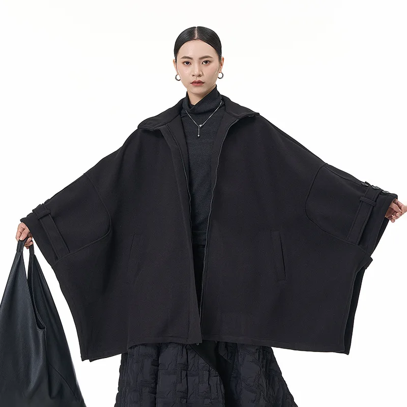 

SuperAen 2026 Autumn and Winter New Slimming Korean Style Loose Waist Cape Fashion Mid-length Woolen Oversize Jacket