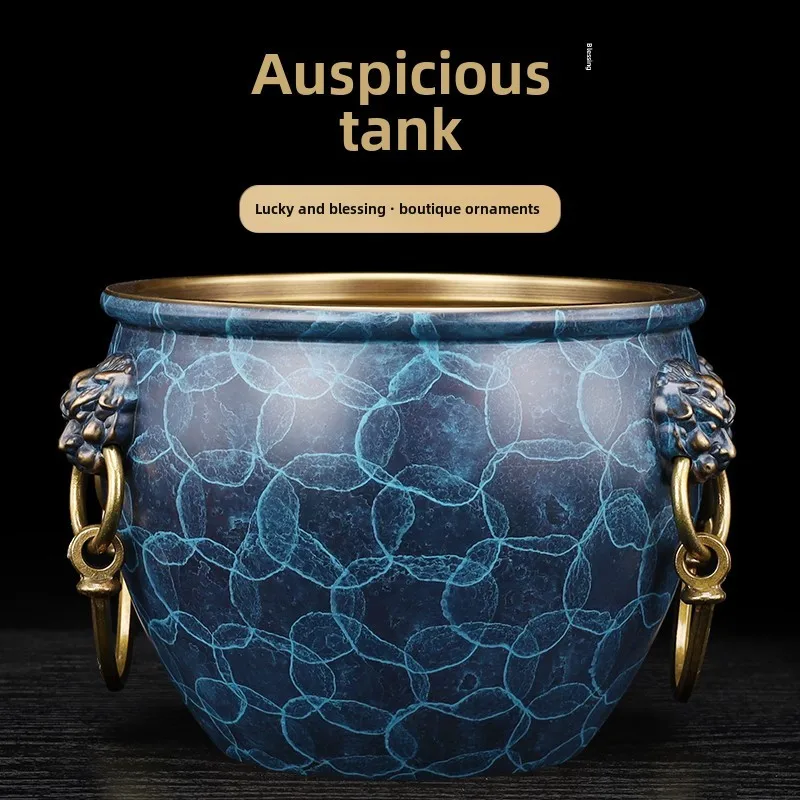 pure copper cornucopia Forbidden City copper cylinder Jucai Wangcai copper incense burner decorative ornament