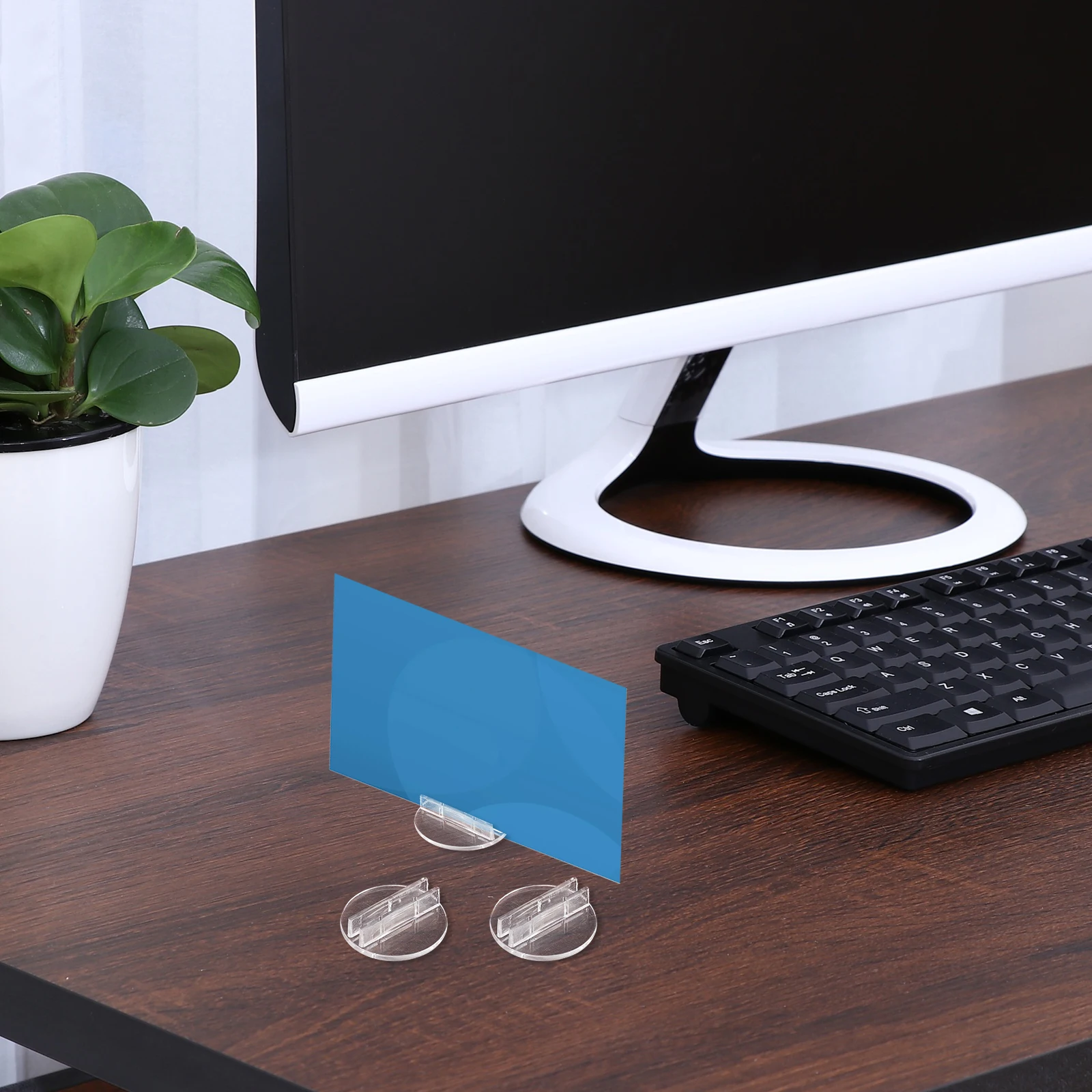 

100pcs Card Display Holder Business Card Stand Plastic Organizer for Office Vertical Game Accessories Paper Clip Board Table