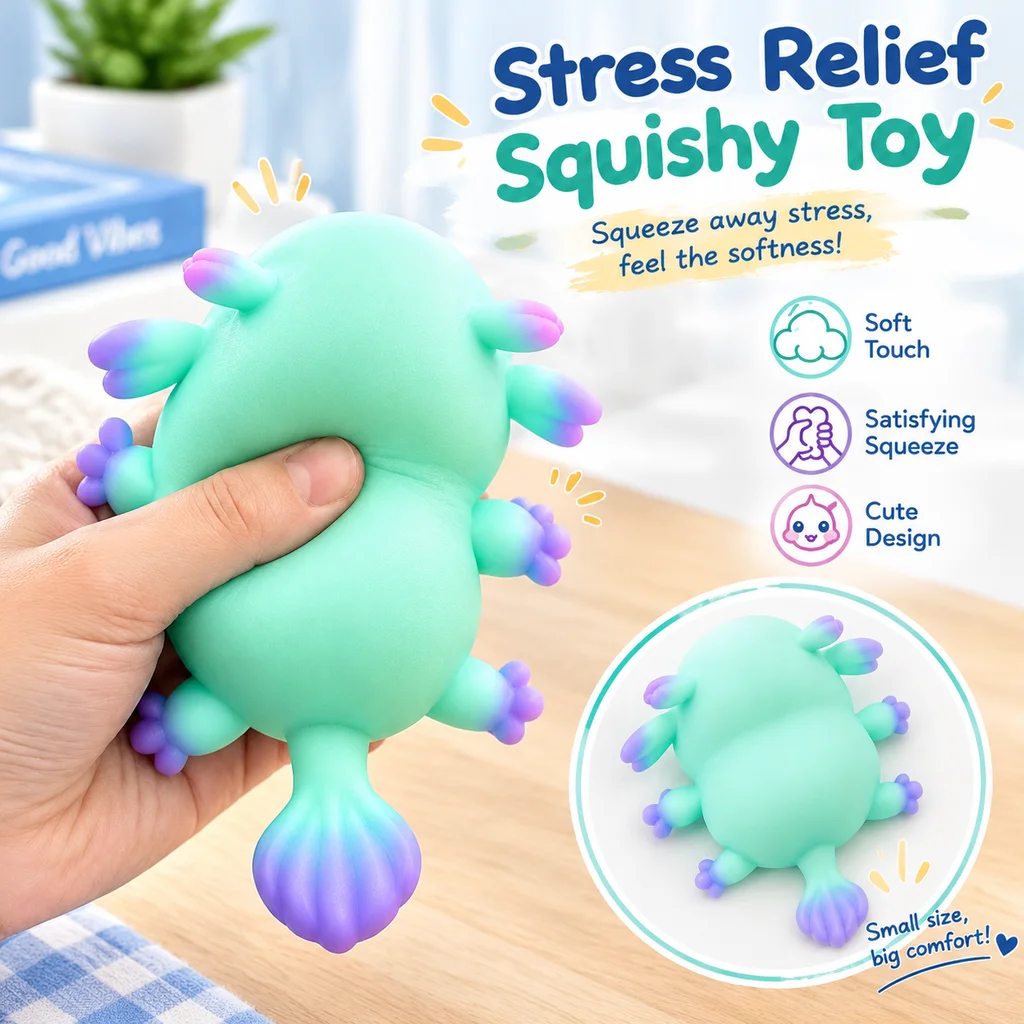 Squeeze Ball Axolotl Fish Slow Rising Squishy Stretch Toys Antistress Stress Relief Cute Cartoon Relax for Kids Adult 1 4pcs