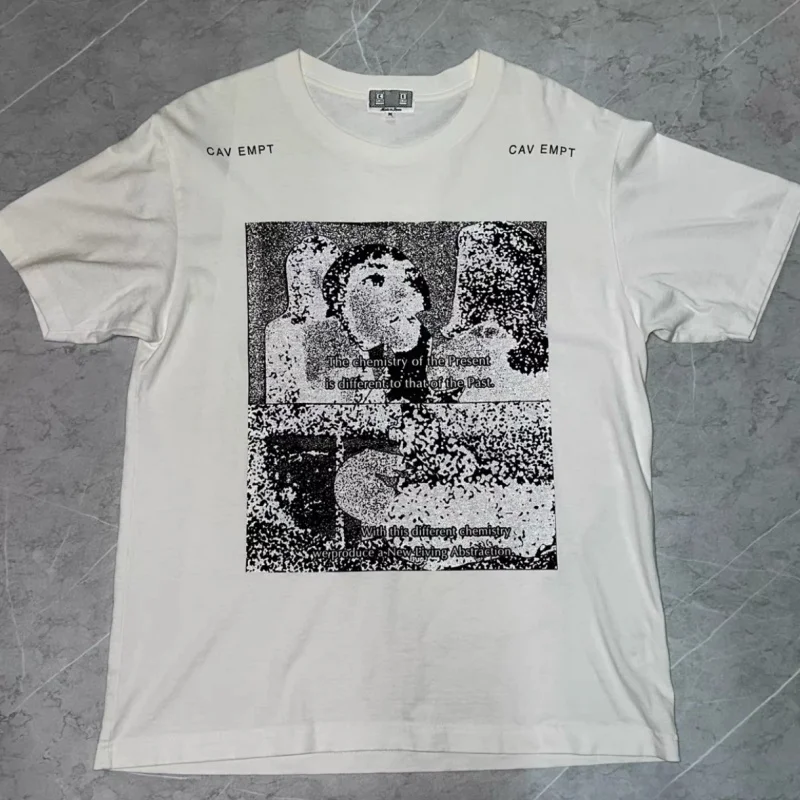 

Summer Cotton Comfortable White CAVEMPT Tshirts Graffiti Pixel Print Round Neck Short Sleeve Casual Street Men Women CE Tee