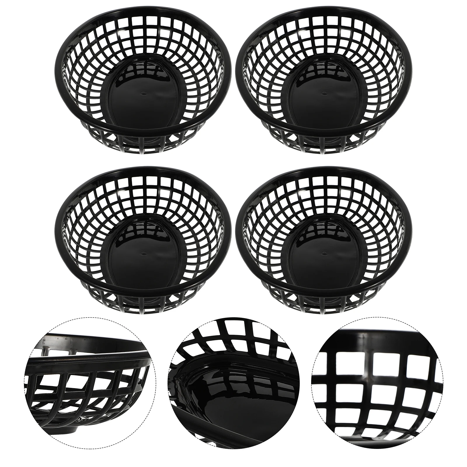 

4 Pcs Black Storage Baskets Plastic Fruit Trays Snack Plates Reusable Vegetable Hamper Practical