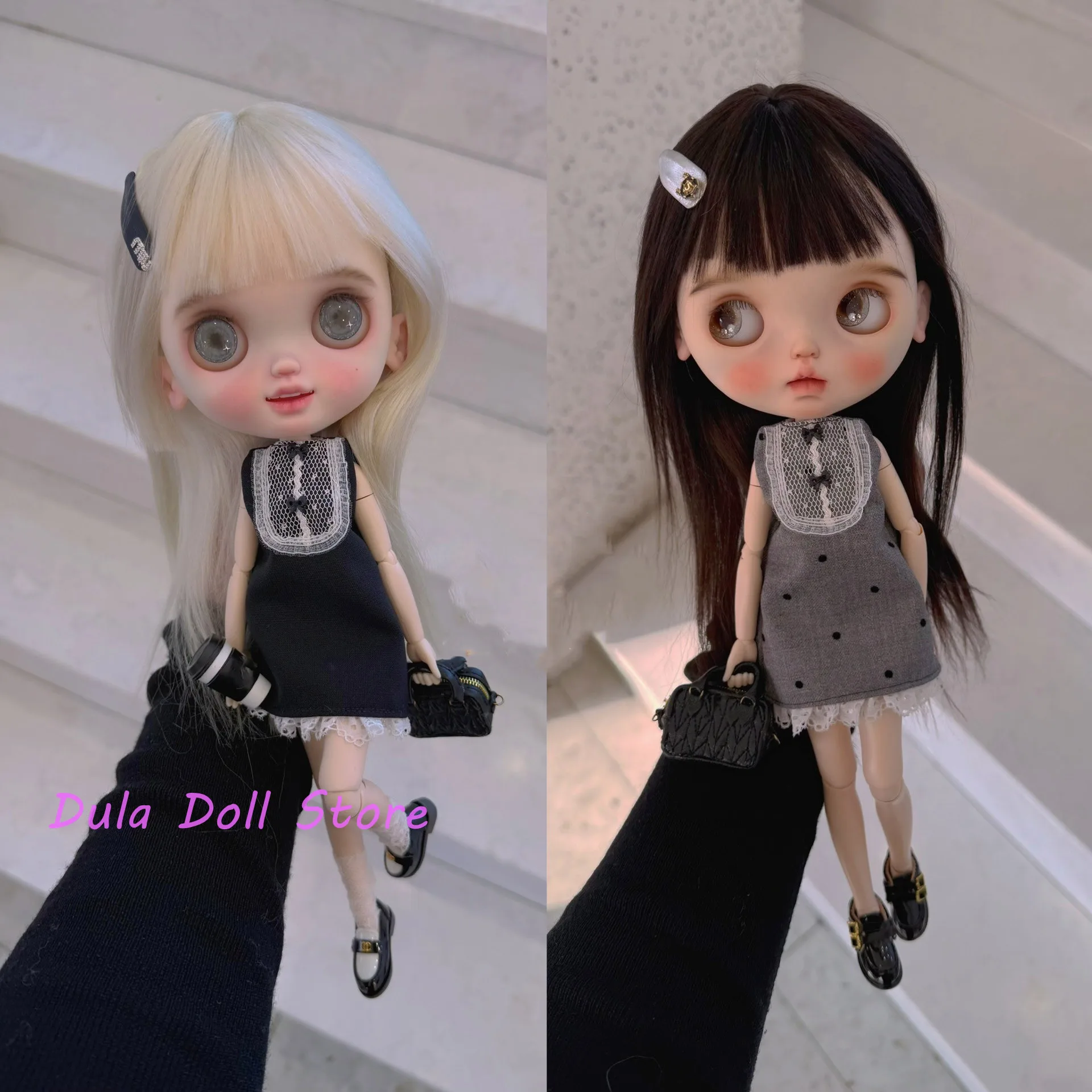 

Одежда для куклы Dula для Blythe, серая, черная жилетка, юбка ob24 ob22 Diandian Azone Licca ICY JerryB 1/6, кукла Bjd