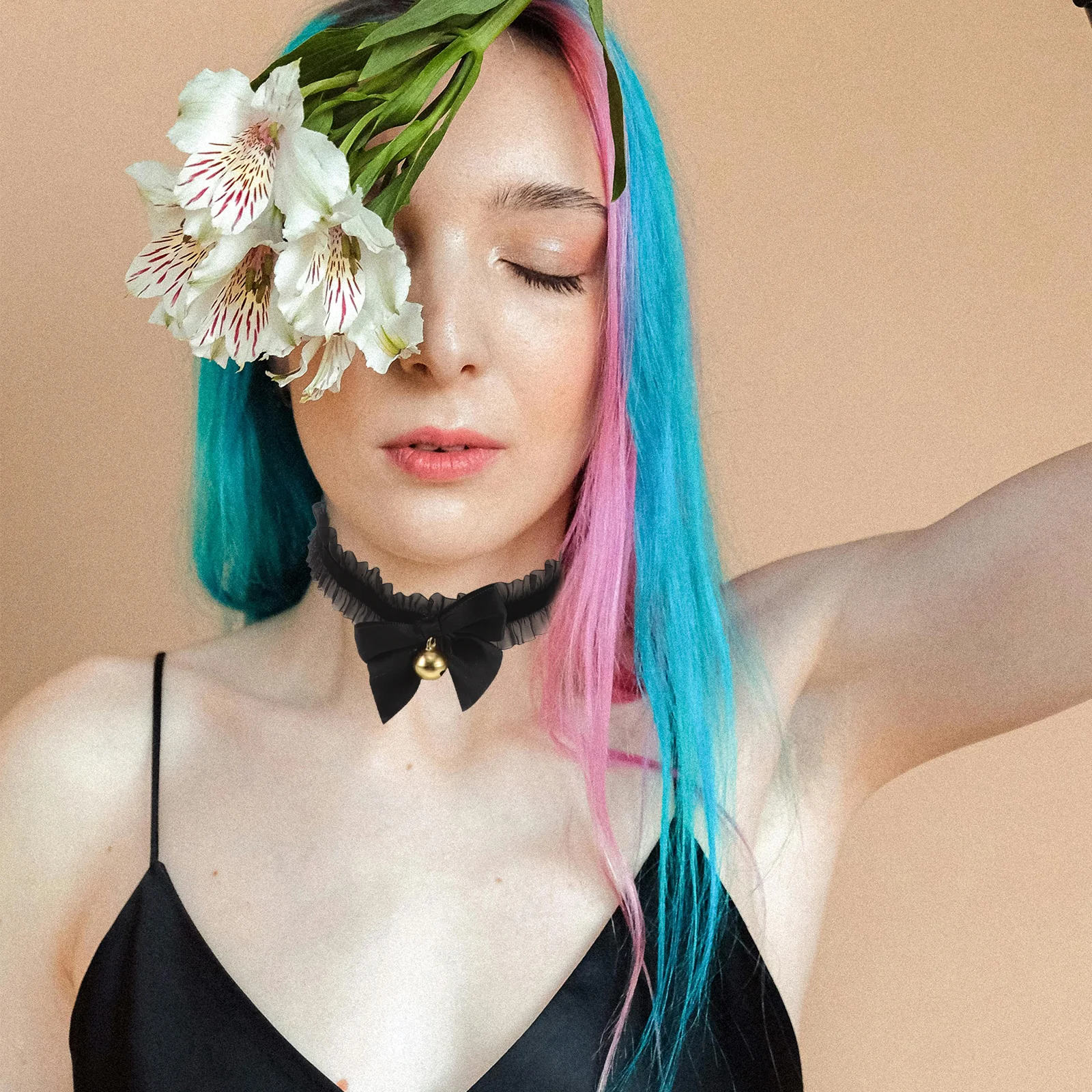 Bowknot Spitze Lolita Glocke Halsband Elegante Cosplay Halskette Hals Zubehör Retro Glocke Schmuck Frauen Choke Kragen für Frauen