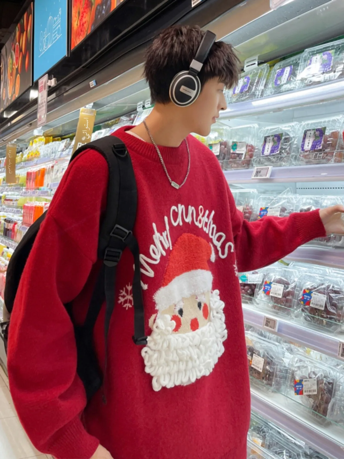 

Мужской вязаный свитер с длинным рукавом для создания рождественской атмосферы, стильное зимнее пальто, повседневный свободный крой, смесь полиэстера и спандекса