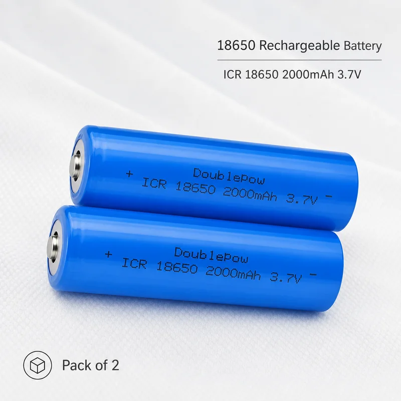 18650 Li-ion Rechargeable Battery 3.7V 2000mAh ICR Cell For Headlamp Mini Fan Laser Pointer Flashlight, Stable Device Power