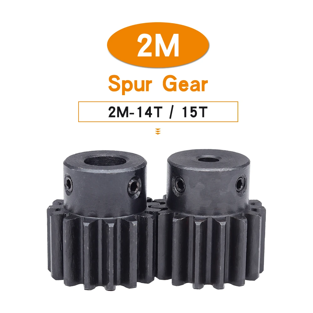 

Spur Gear 2 Module-14T/15T Bore Size 6/8/10/12 mm Transmission Gears Blackening SC45# Carbon Steel Material Teeth Height 20mm