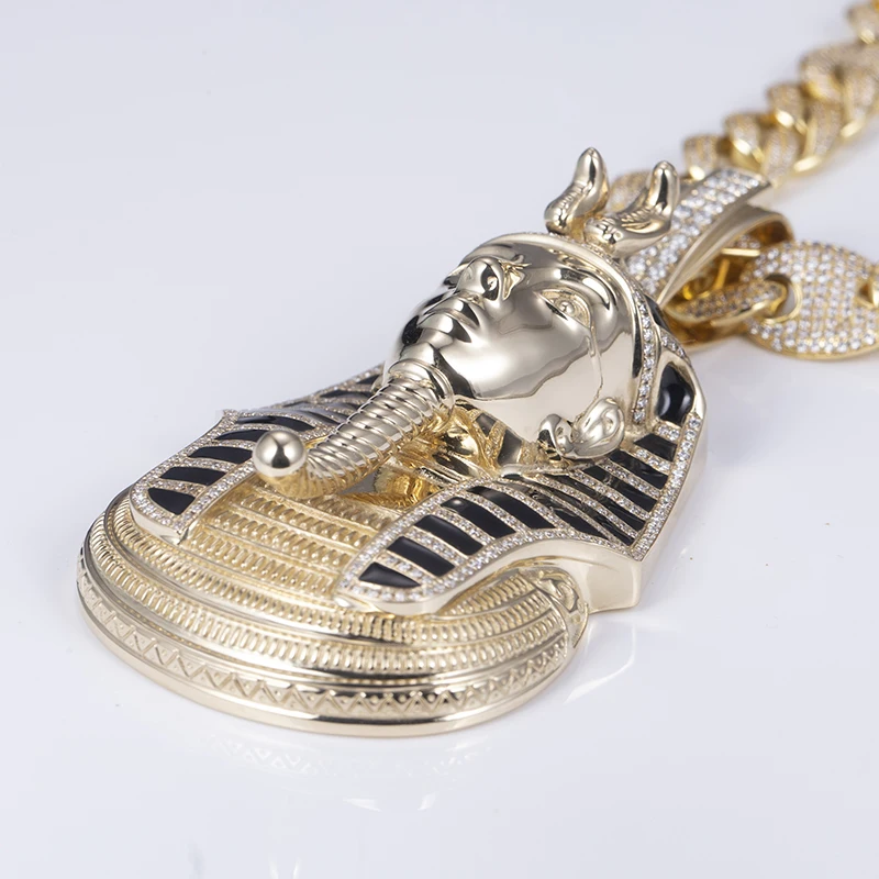 مجوهرات MiShang 10K الذهب الأصفر جولة الرائعة قطع الكوبية قلادة مختبر نمت الماس الهيب هوب قلادة