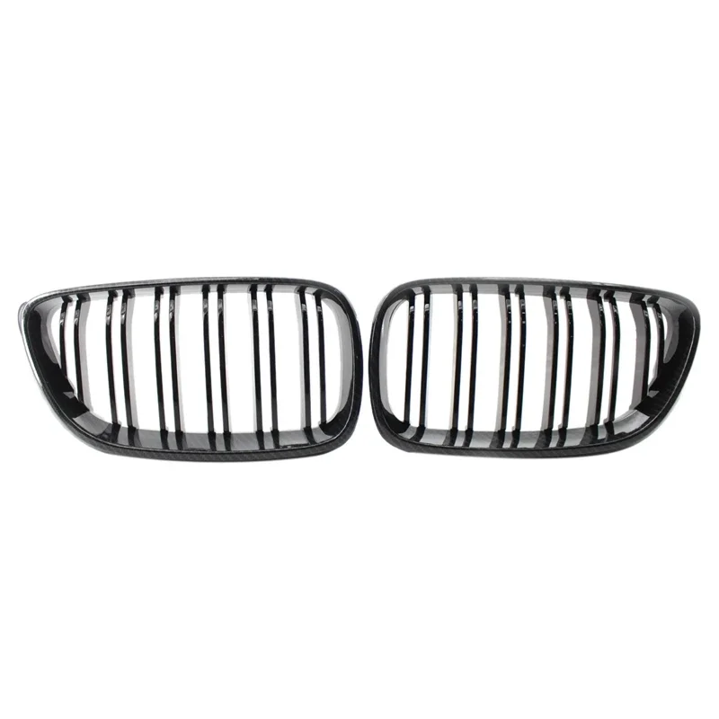 2X Carbon Front Bumper Grille Dual Line Grill for-BMW 2 Series F22 F23 M235I M240I F87 M2 2014+