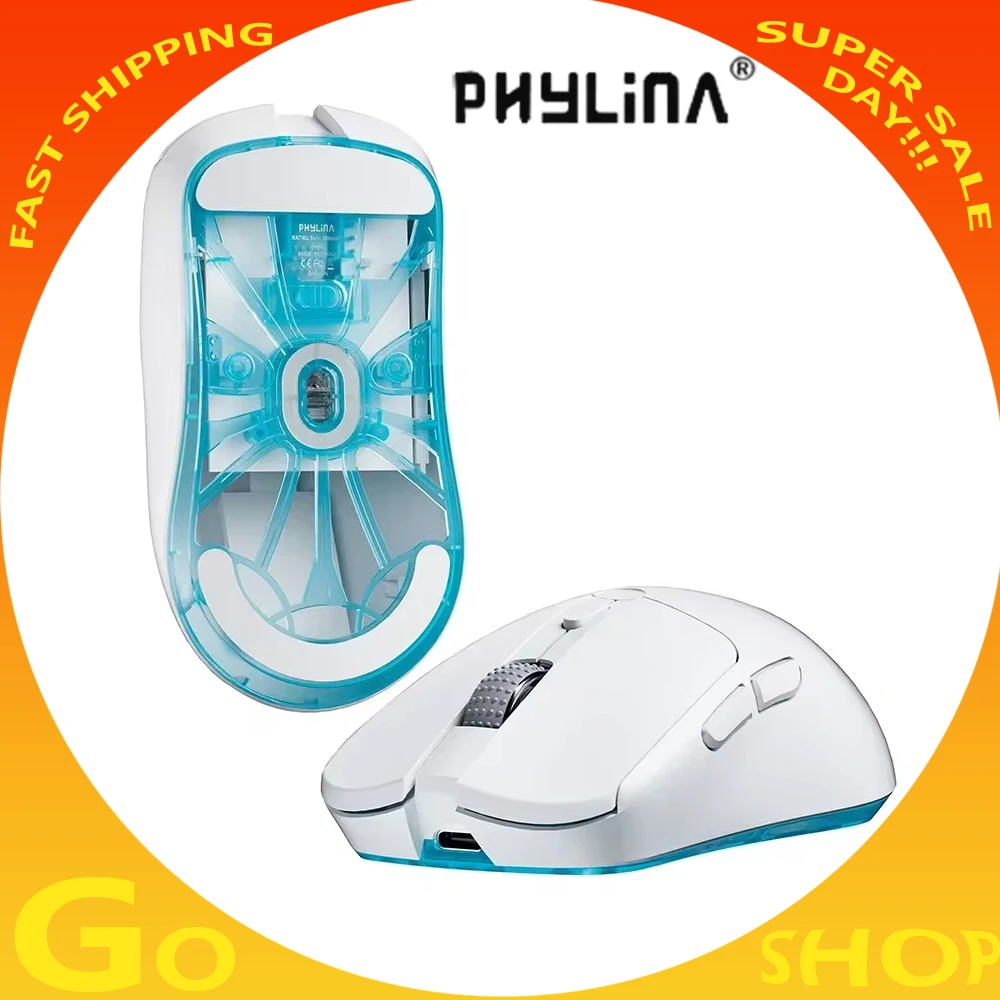 

PHYLINA S450 Mouse Dual Mode 2.4G Wireless Paw3395 Ergonomics Lightweight E-sports Mouse Accessory for Computer Gaming Man gifts