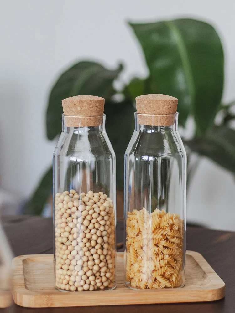 Cork Food Grade Borosilicate Cold Brew Tea Glass Enzyme Bottles Borosilicate Sealed Jars Fruit Wine Storage Containers