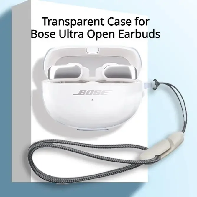 for Bose Ultra Open Earbuds Case Protective Clear Cover Transparent Lanyard Anti-fall Soft Silicone Wireless headphones shell