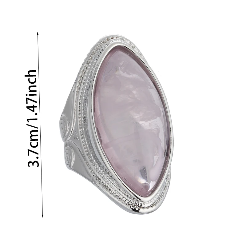 Luxury Fashion Oval Stone Silver Color Finger Rings for Women Vintage Creative Bride Wedding Engagement Anniversary Jewelry