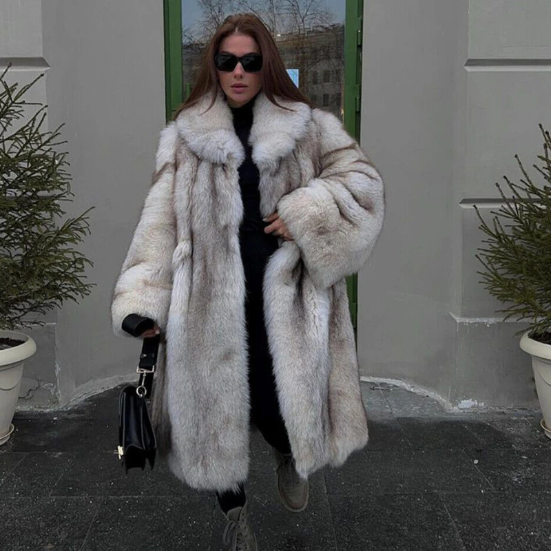 Fashion Luxury Whole Skin Real Fox Fur Coat Women's Elegant Warm Natural Fox Fur Jacket Winter Genuine Fur Thick Outerwear