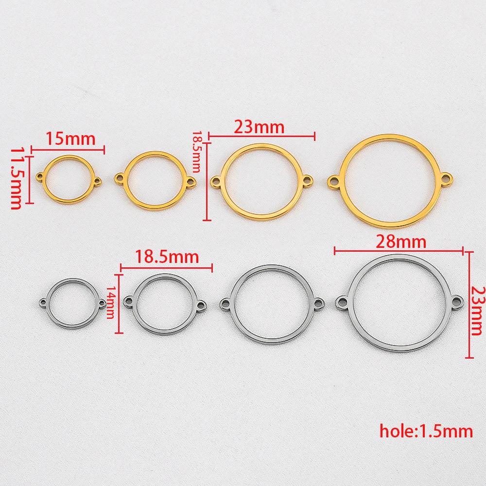 10Pcs 20Pcs Stainless Steel Hollow Double Hole Circle Charms Pendant Bracelet Cabochon Tray Bezel Blank Settings Jewelry Making image 6
