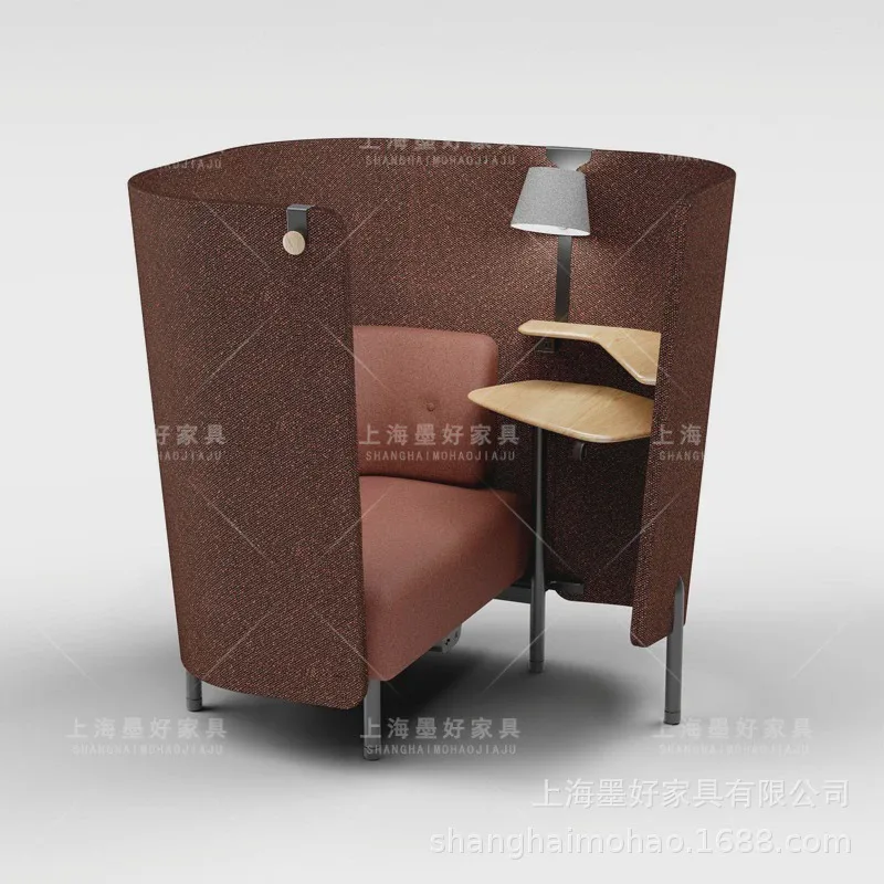 semi-surround office sofa, single seat with lighting, small table, booth, meeting room, privacy and soundproof meeting chair