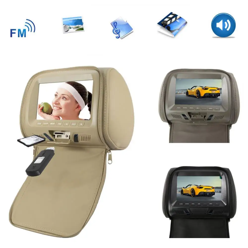 Universal 7 inches Automobile Car Headrest Monitor Rear Seat Entertainment Multimedia General AV USB SD MP4