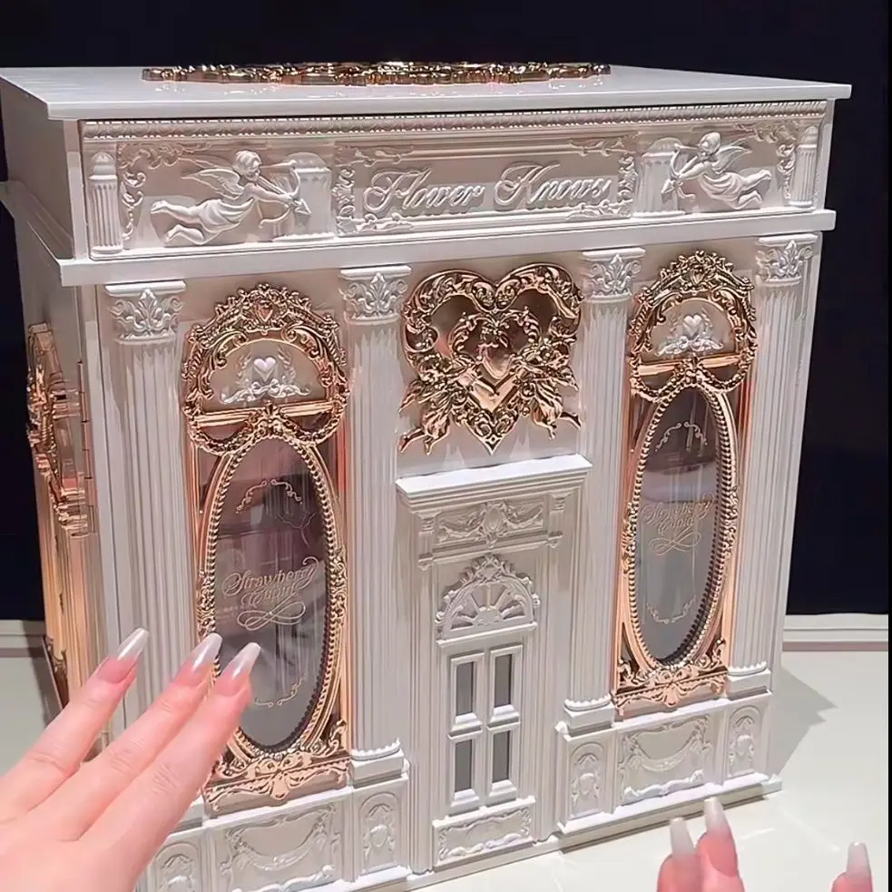 Organizadores de maquillaje de alta calidad de princesa francesa, joyería de escritorio, caja vacía, vitrinas, caja de almacenamiento de lápiz labial y cosméticos