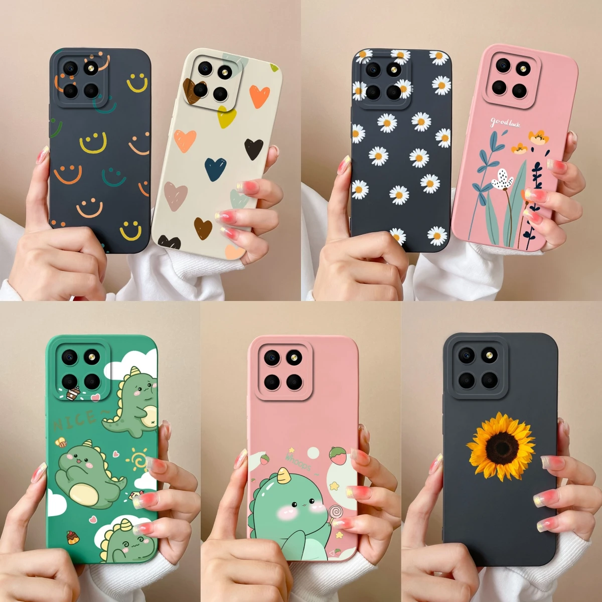 For Honor X6 X6A X6S 4G Case Cute Flower Smooth Liquid Silicone Back Cover Shell For HonorX6 HonorX6A HonorX6S 4G Coque Fundas