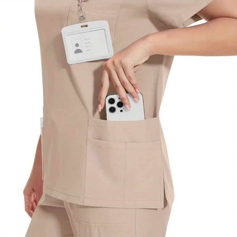 مجموعة بدلة يدوية بفرشاة موحدة للممرضات المحايدة، طاقم صالون تجميل مستشفى الحيوانات الأليفة بما في ذلك الأطباء والممرضات