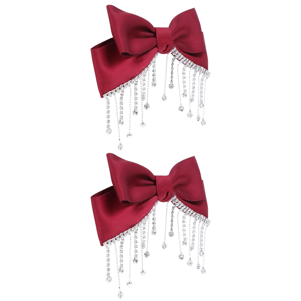 

2Pcs Fashion Clamp Red Hair Girls Hair Clamp Clip Red Clip Fashion Bow Hairpin Unique Bowknot Design Hairstyle nament