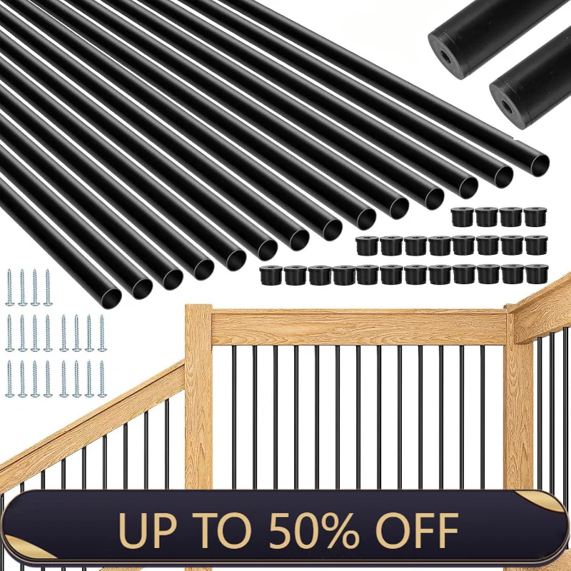 Outdoor Stair Railing Renovation Ramp Balustrades Metal External Corridor Handrails Side Mounting Ramp Tube Stairs Accessories