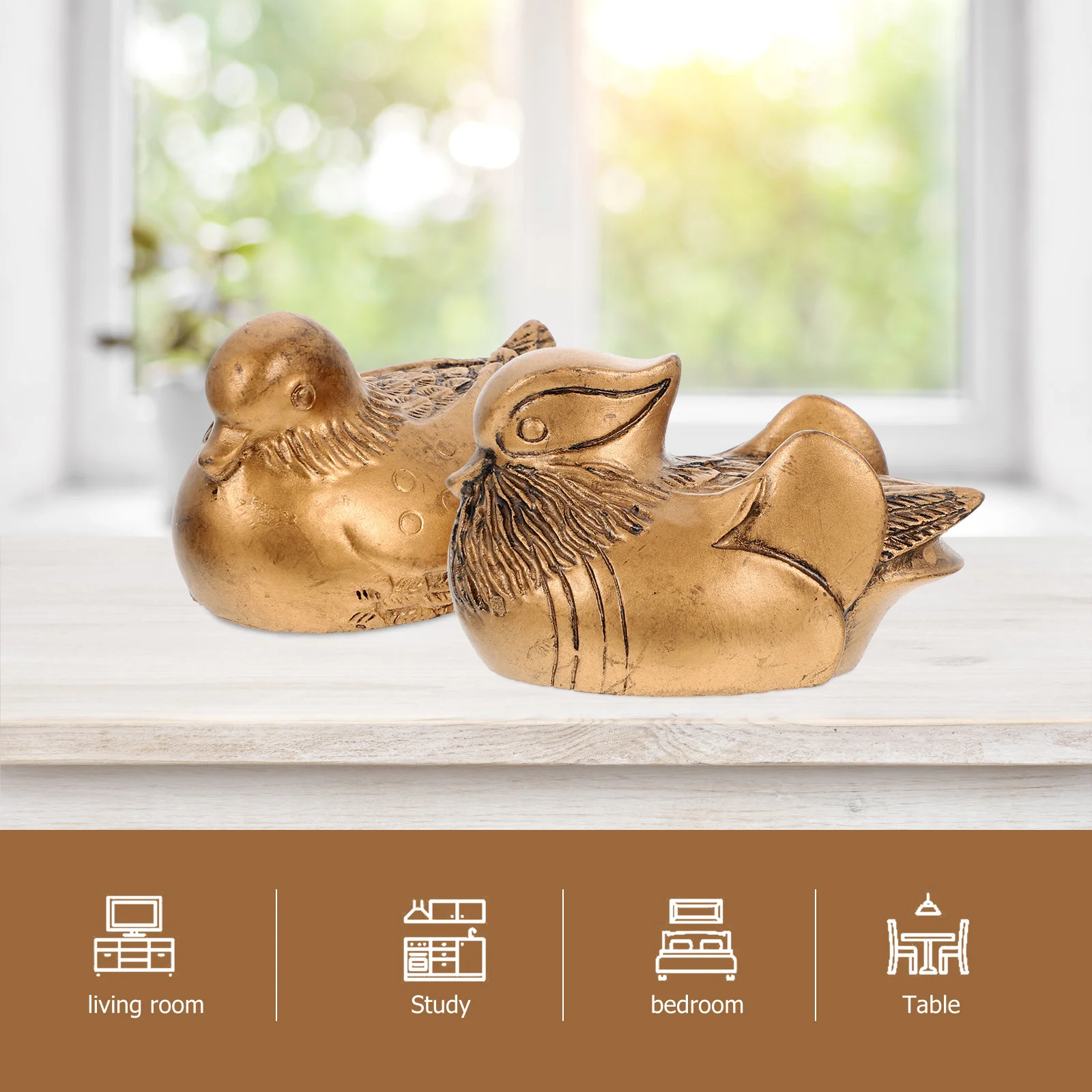 

1Pair Resin Ducks Sculpture Wedding Gift Desktop Decoration Anniversary Home Decor Love Birds Artistic Craft