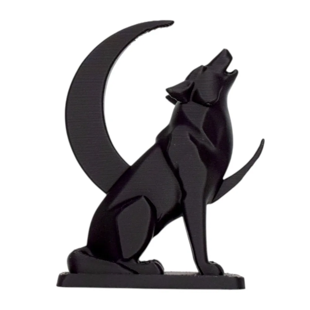 Gifts Gothic Wolf Moon Statues Creative Night Theme Decorative Wolf Ornaments 3D Printed Canine Statues Crafts Desktop Use