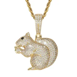 Hip Hop Cute Little Squirrel Pendant Small Animal Personality Trendy Hip Hop Jewelry Men and Women Accessories