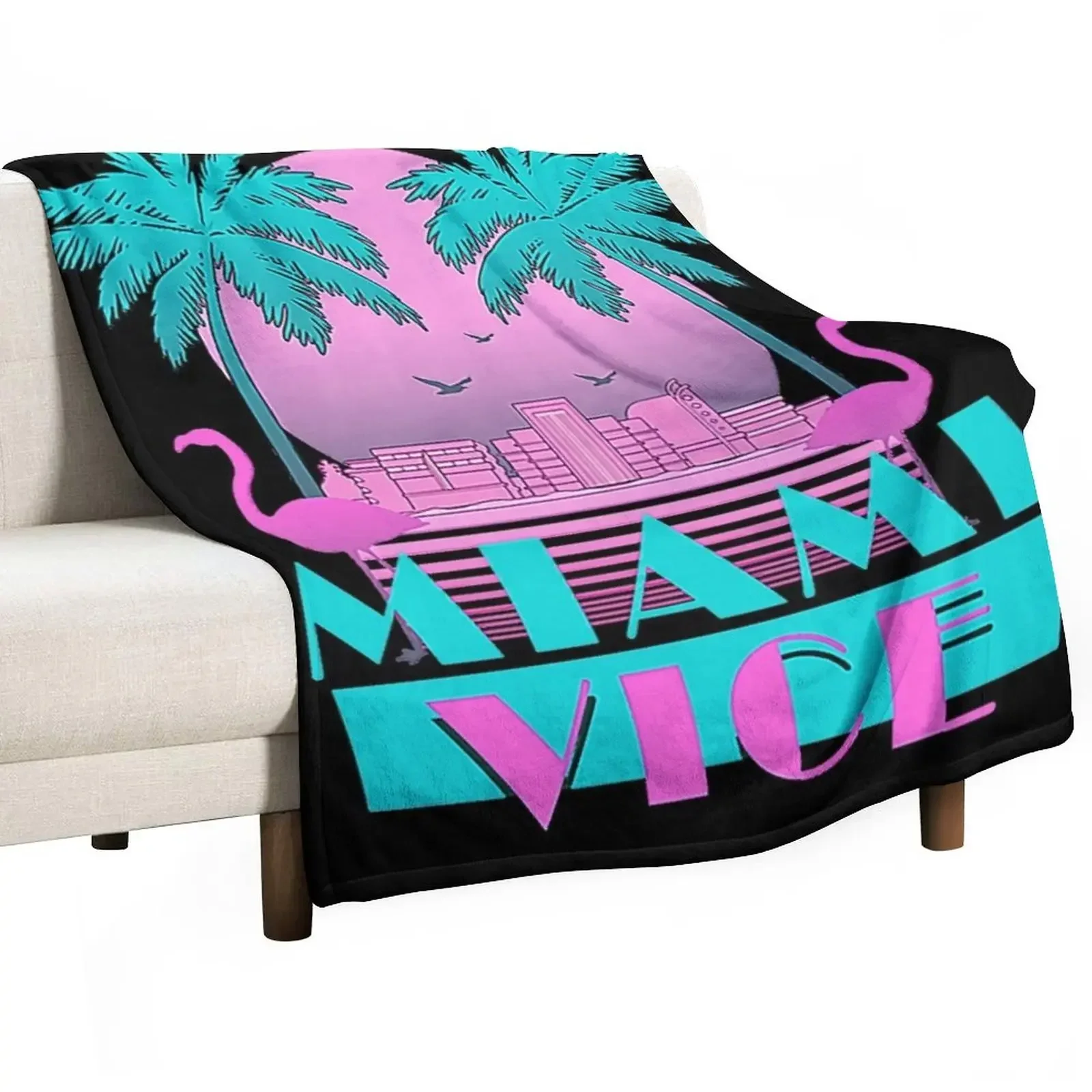 

Miami Vice - Retro 80s Design Throw Blanket Sofa Throw Luxury Throw Decorative Vintage Blankets