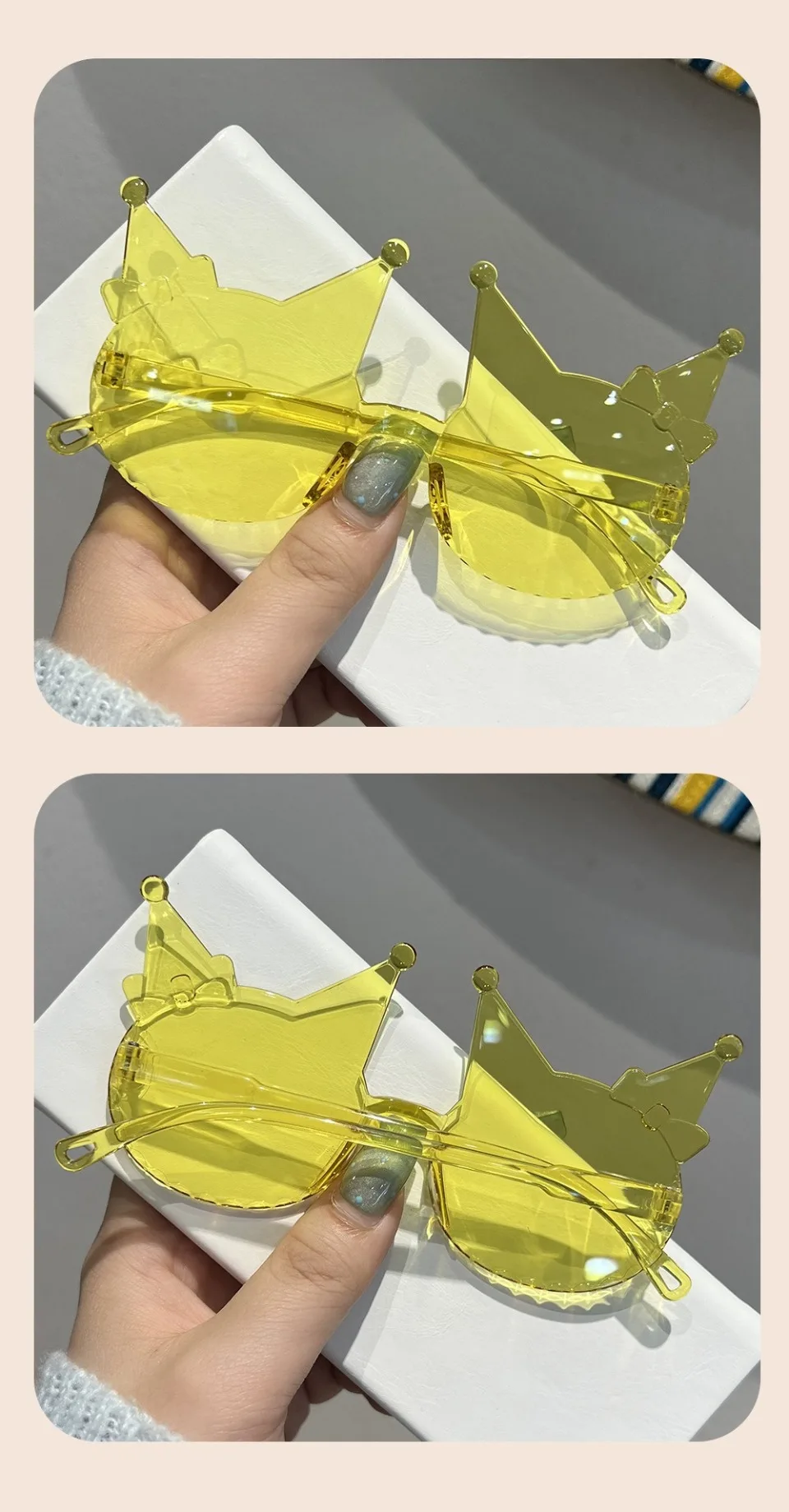 Randlose, kätzchenförmige Sonnenbrille für Mädchen, 2025, neue Farbverlaufs-Sonnenbrille mit mehrfarbigem Dekor, niedliche Bonbonfarben-Kindertöne – Detail 10