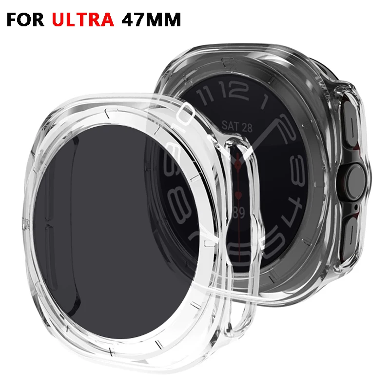 Privacy Glass+Case for Samsung Galaxy Watch 7 ultra 47MM PC Cover All-Around Protective Bumper Shell for Galaxy Watch 7 ultra