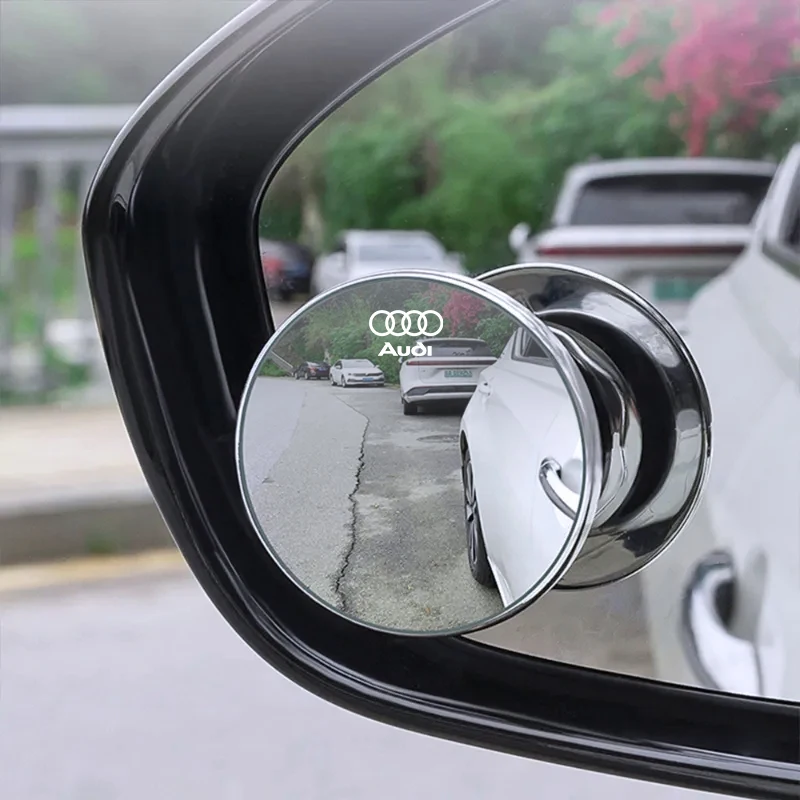 2Pcs Car Rearview 360 Degree Adjustable Wide Angle Small Circular Mirror For Audi Sline A1 A3 A4 A5 A6 A7 A8 B8 B9 B6 C6 Q2 Q3