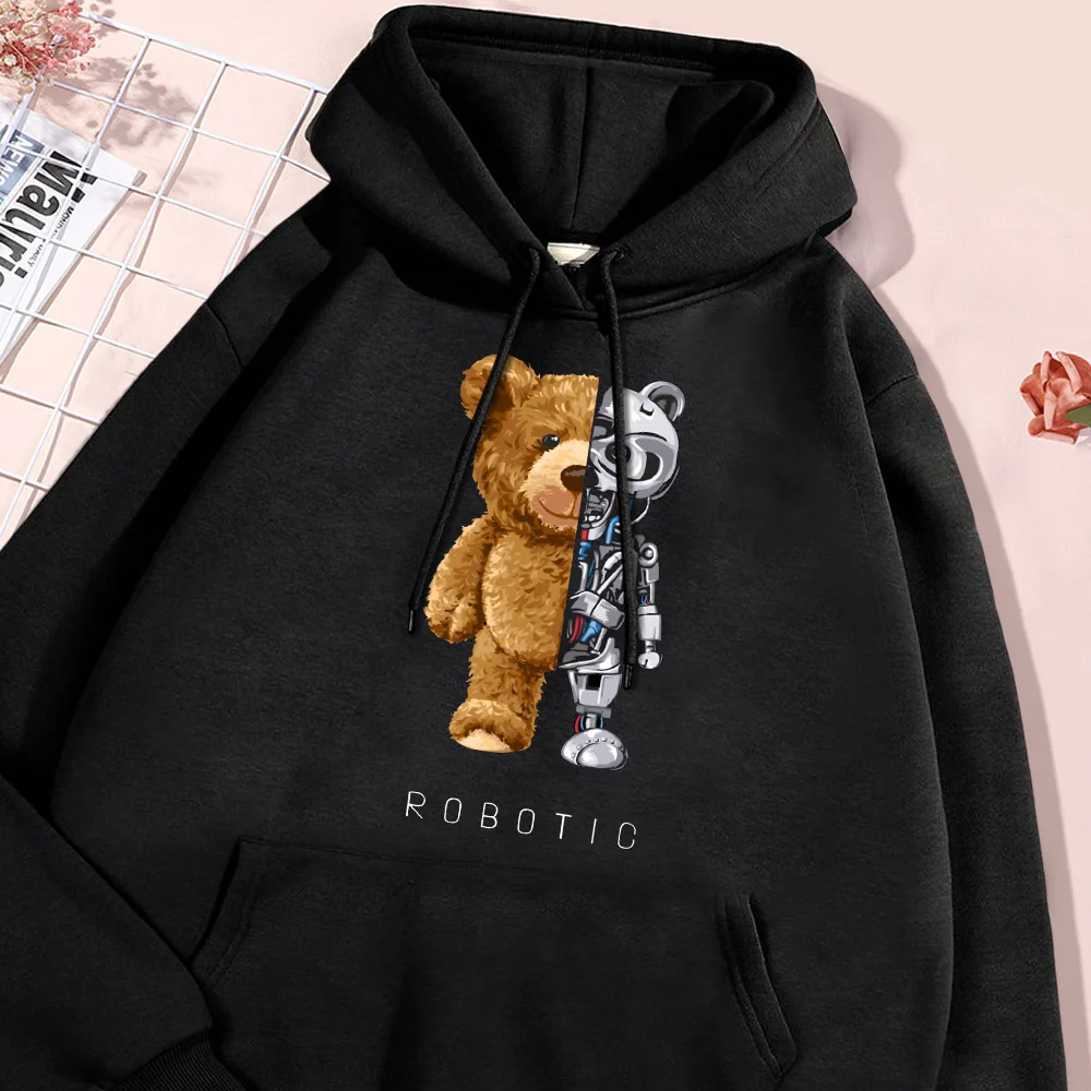 New Funny Ted Bear Robot Hoodie Men Cartoon Animal Hoodies Simple Soft Comfort Sweatshirt High Quality Hoody Streetwear Tops